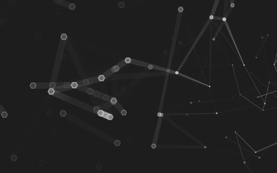 Abstract polygonal space low poly dark background with connecting dots and lines. Connection structure. 3d rendering