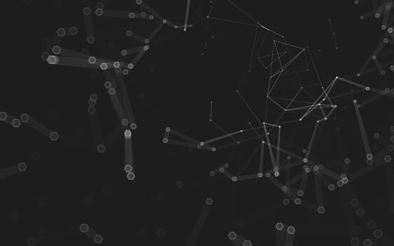 Abstract polygonal space low poly dark background with connecting dots and lines. Connection structure. 3d rendering