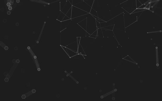 Abstract polygonal space low poly dark background with connecting dots and lines. Connection structure. 3d rendering