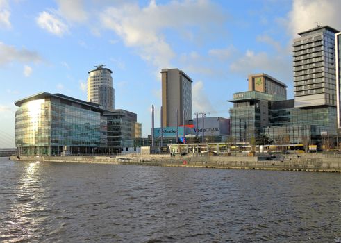 An image of television studios at Salford Quays, a popular destination for shopping, leisure, culture and tourism.