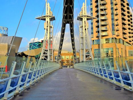 An image of Salford Quays, a popular destination for shopping, leisure, culture and tourism.