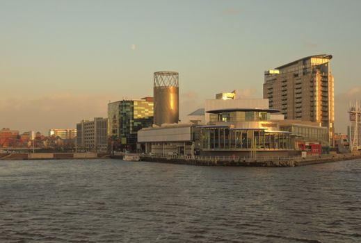 An Image of Salford Quays, a popular destination for shopping, leisure, culture and tourism in Greater Manchester, England.