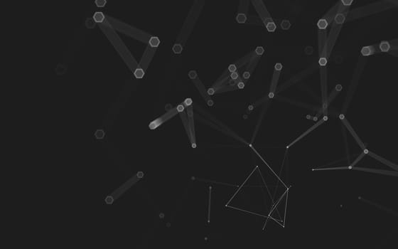 Abstract polygonal space low poly dark background with connecting dots and lines. Connection structure. 3d rendering