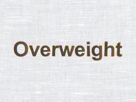 Health concept: CMYK Overweight on linen fabric texture background