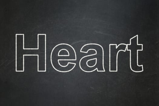 Healthcare concept: text Heart on Black chalkboard background