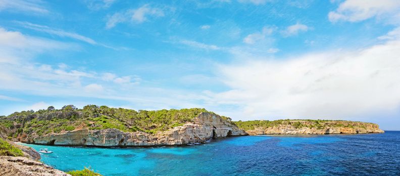 Bay with beach Calo d'Es Moro panorama, Majorca
