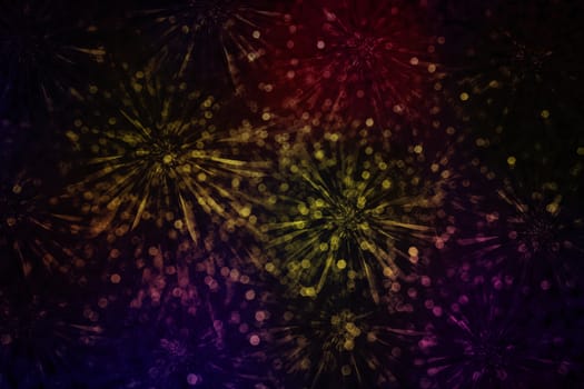 Classic vintage abstract colourful glitter flower or firework sparkle bokeh background
