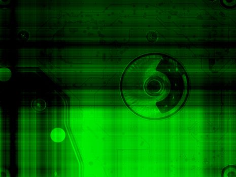 Abstract green and black disk pattern technology background