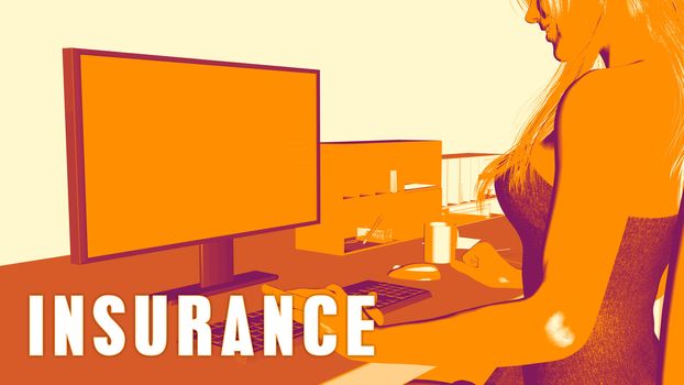  Insurance Concept Course with Woman Looking at Computer