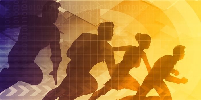 Teamwork Concept with Silhouette of Business Team 