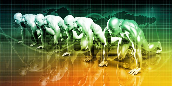 Futuristic Business Company with Robots Ready to Compete