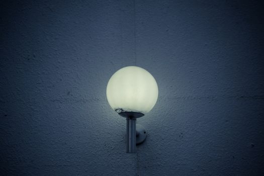 Wall lamp at night