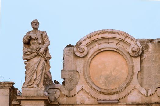 Detail of a statue in a Sicilian baroque church