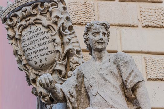 Detail of a statue in a Sicilian baroque church