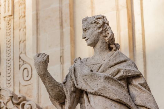 Detail of a statue in a Sicilian baroque church