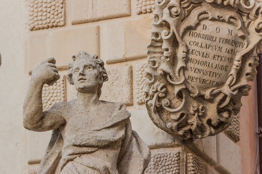 Detail of a statue in a Sicilian baroque church