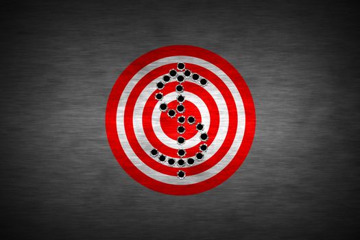 bullet hole on target. metal background. concept design for business theme design.