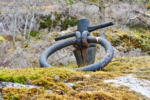 Old anchor ring found on a island. Set in rock. Used to anchor ships but not used anymore.