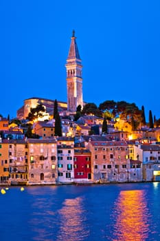 Town of Rovinj evening vertical view, Istria, Croatia