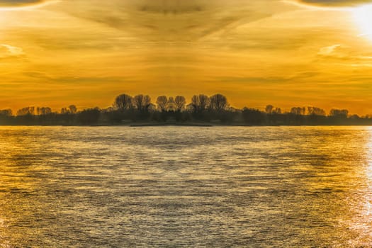 Artistic work of my own. HDR processing.
Romantic sunset over the Rhein.