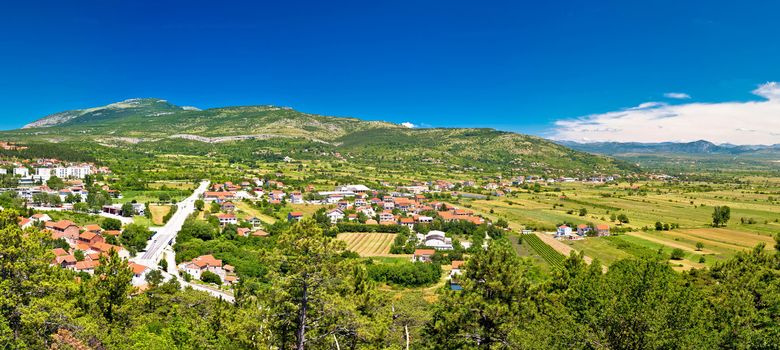 Pertovo polje near Drnis panoramic view, inner Dalmatia, Croatia