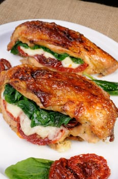 Stuffed breast baked with dried tomatoes, mozzarella, spinach