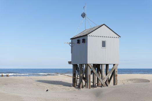 Famous authentic wooden beach hut, for shelter, on the island of Terschelling in the Netherlands.
