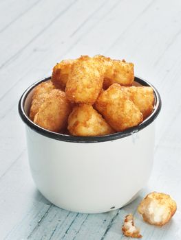 close up of rustic golden potato tater tots