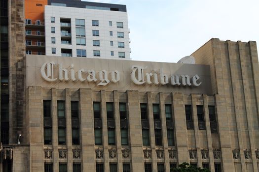 Tribune Building on Michigan Avenue, home of the Chicago Tribune newspaper.