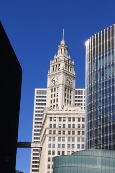 Vintage Wrigley Building on Michigan Avenue in Chicago, Illinois.