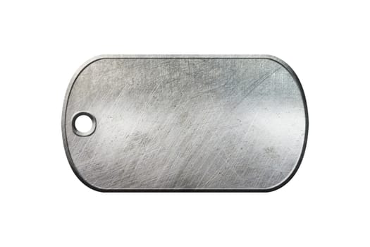 old metal dog tag on isolated white background.