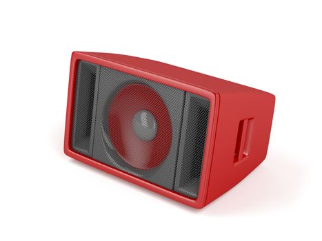 Red stage speaker on white background 