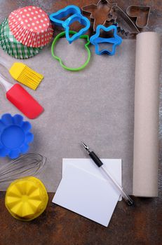 Baking paper lying on the table in items Places culinary
