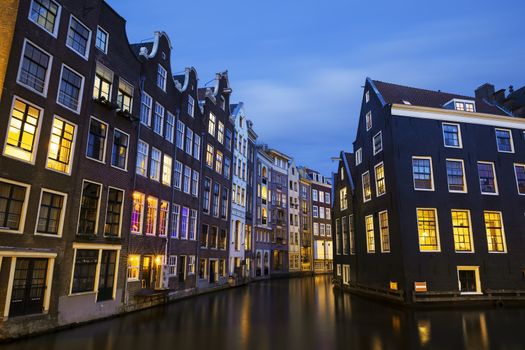 Amsterdam canal at night, Netherlands