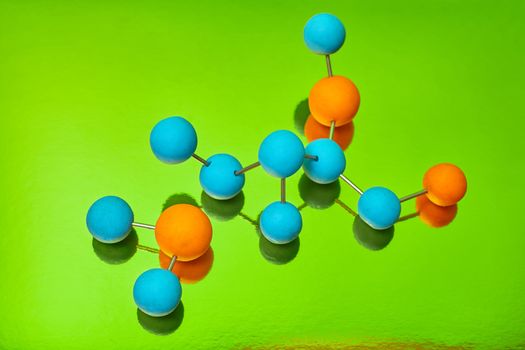 Science Molecule. Chemistry DNA molecule lab test on green background