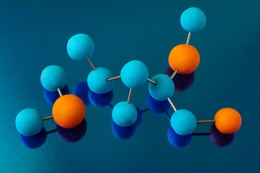 Science Molecule. Chemistry DNA molecule lab test on blue background