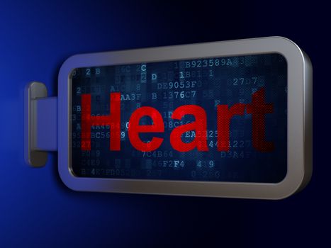 Medicine concept: Heart on advertising billboard background, 3D rendering