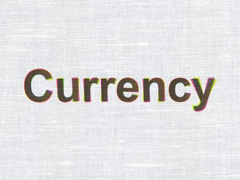 Banking concept: CMYK Currency on linen fabric texture background