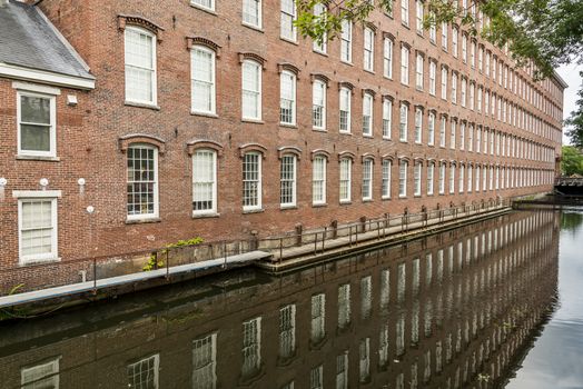 Boott Cotton Mills brick exterior in Lowell, MA, USA