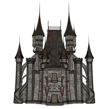 Beautiful detailed castle isolated in white background - 3D render