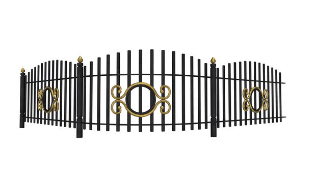 Vintage metallic fence isolated in white background - 3D render
