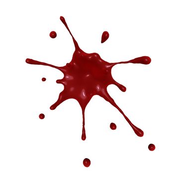 Red blood splash isolated in white background - 3D render