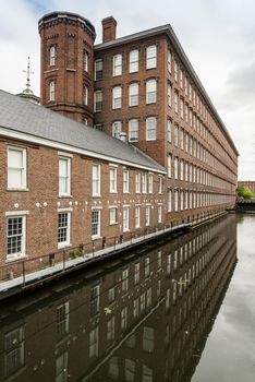 Boott Cotton Mills brick exterior in Lowell, MA, USA