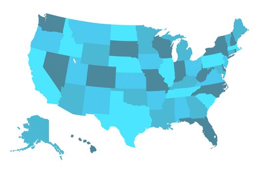 Detailed USA Map on white background, 3D rendering