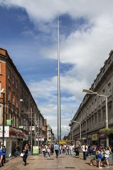 The Spire of Dublin, or the Monument of Light, is a large, stainless steel monument 121.2 metres (398 ft) in height, located on the site of the former Nelson's Pillar on O'Connell Street in Dublin, in the Republic of Ireland. The spire was designed by Ian Ritchie Architects.