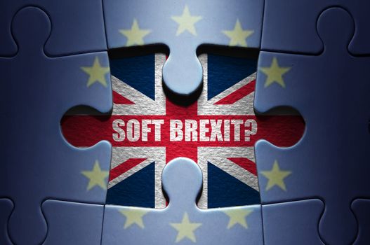 Missing piece from a European jigsaw puzzle revealing question on brexit