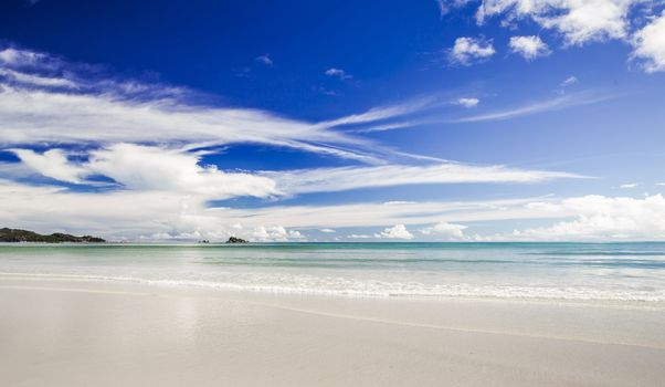 Beautiful view of a tropical beach in Praslin, Seychelles