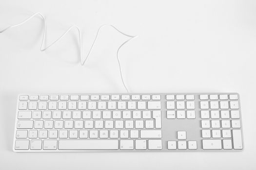 White computer keyboard on a white background