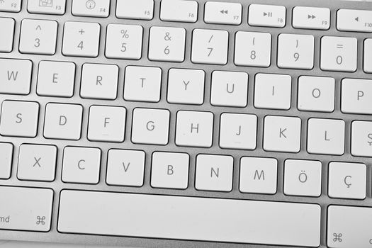 White computer keyboard on a white background