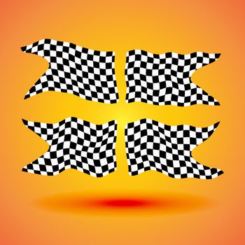 Racing background set collection of four checkered flags racing illustration.